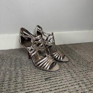 Isola Silver Gold Bronze Strappy Heels with Studs